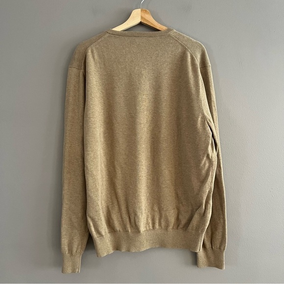 J Crew Mens Sweater V- neck Long Sleeve 100% Cotton Preppy Knit Tan XL - Picture 2 of 10